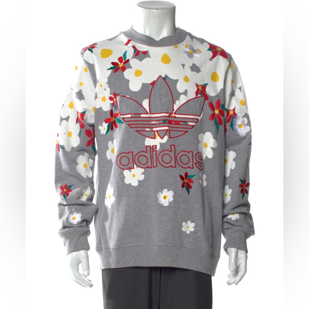 ADIDAS x Pharrell Williams Unisex XL Crewneck Floral Embroidered Hoodie